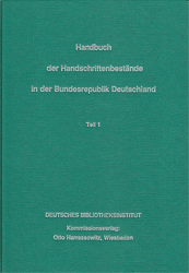 Handbuch der Handschriftenbestände in der Bundesrepublik Deutschland. Teil 1